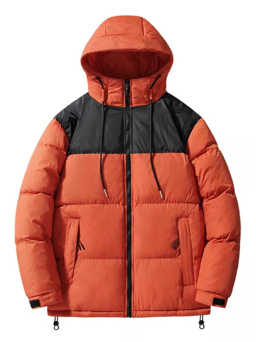 Men's Plus Size Drawstring Hooded Puffer Jacket - D.T line