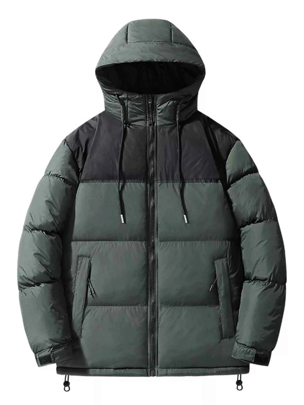 Men's Plus Size Drawstring Hooded Puffer Jacket - D.T line