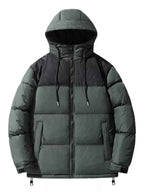 Men's Plus Size Drawstring Hooded Puffer Jacket - D.T line