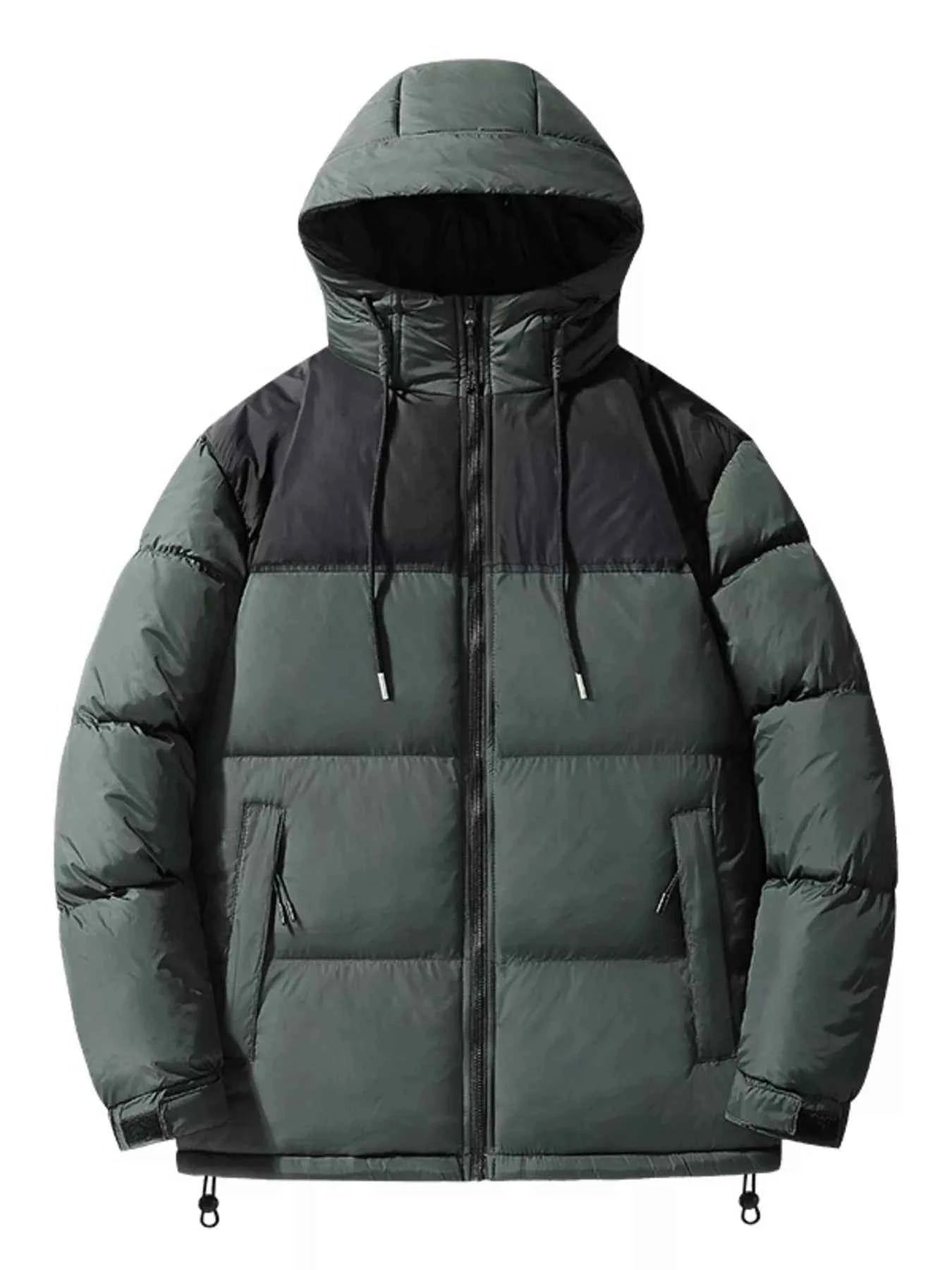 Men's Plus Size Drawstring Hooded Puffer Jacket - D.T line