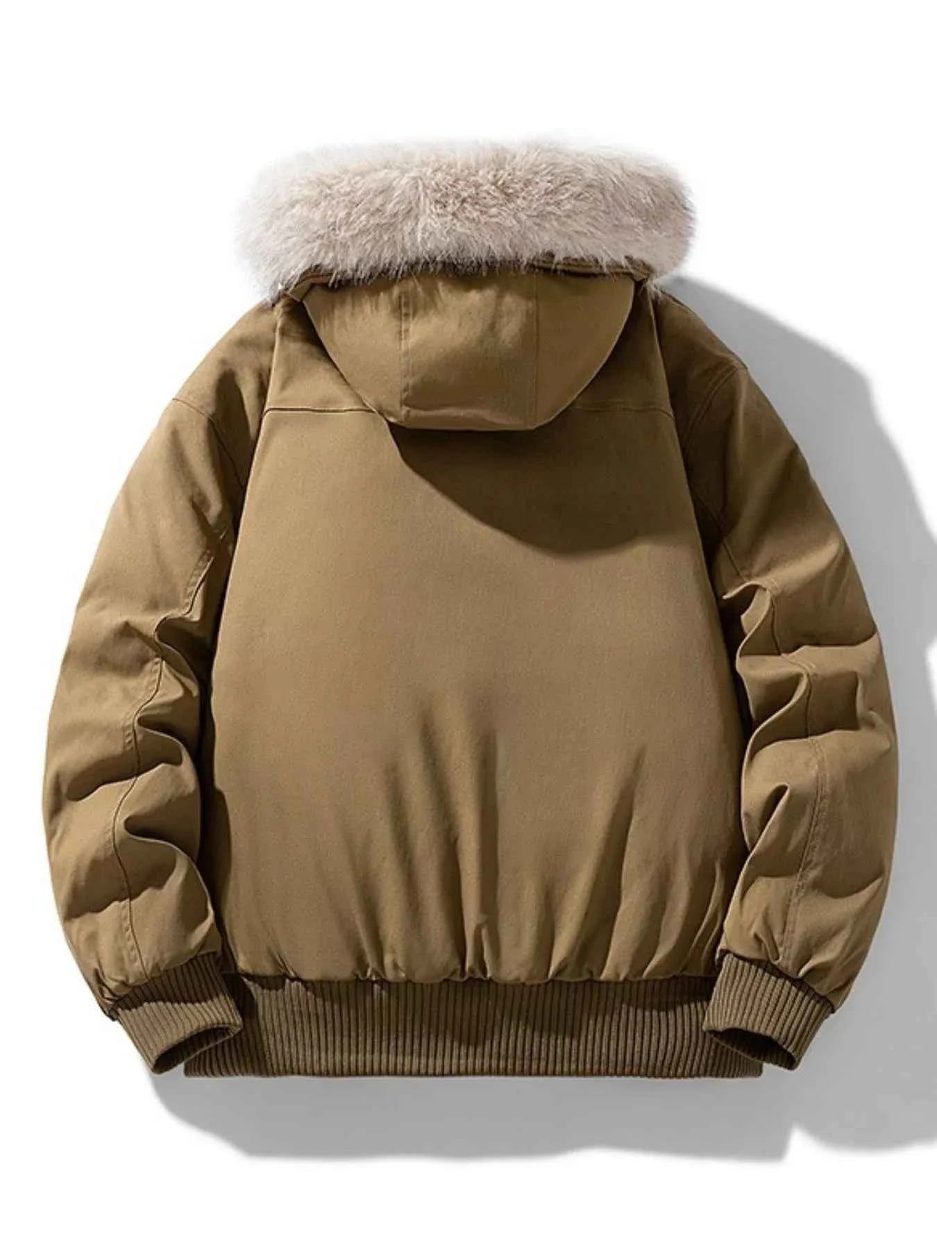 Men's Plus Size Fur Hooded Warm Padded Coat - D.T line