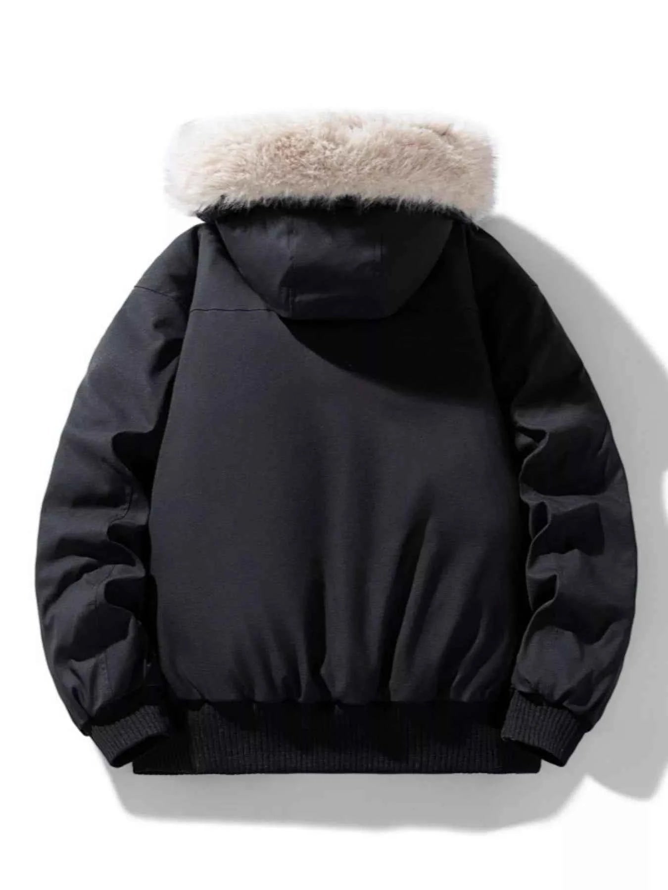 Men's Plus Size Fur Hooded Warm Padded Coat - D.T line