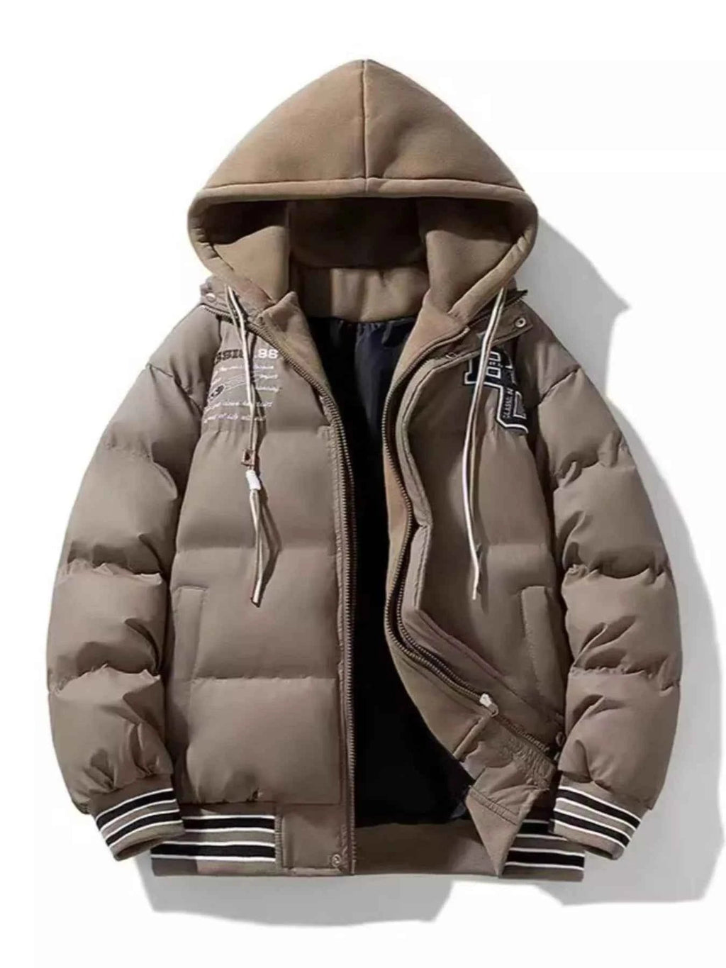 Men's Plus Size Hooded Padded Puffer Jacket - D.T line