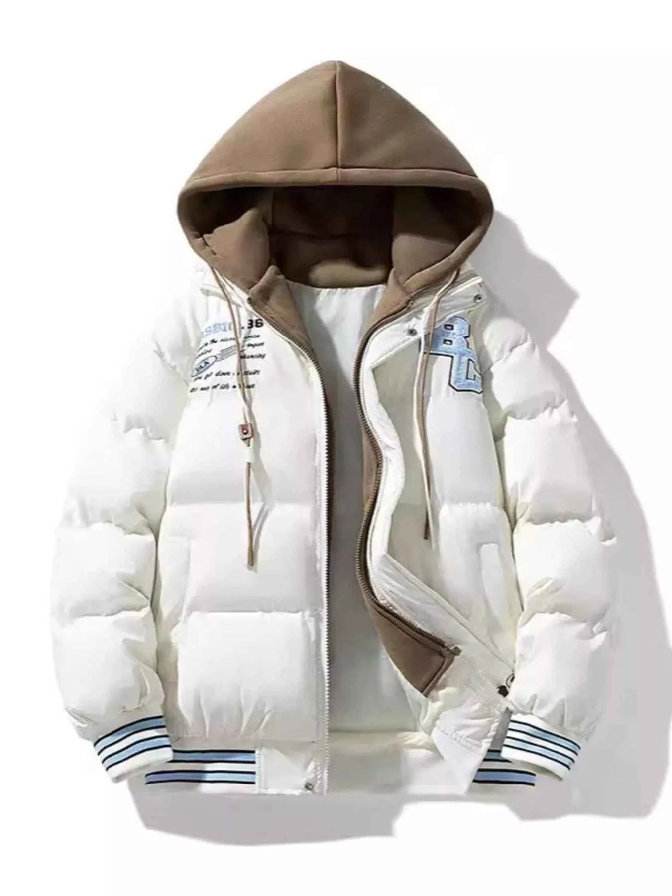 Men's Plus Size Hooded Padded Puffer Jacket - D.T line
