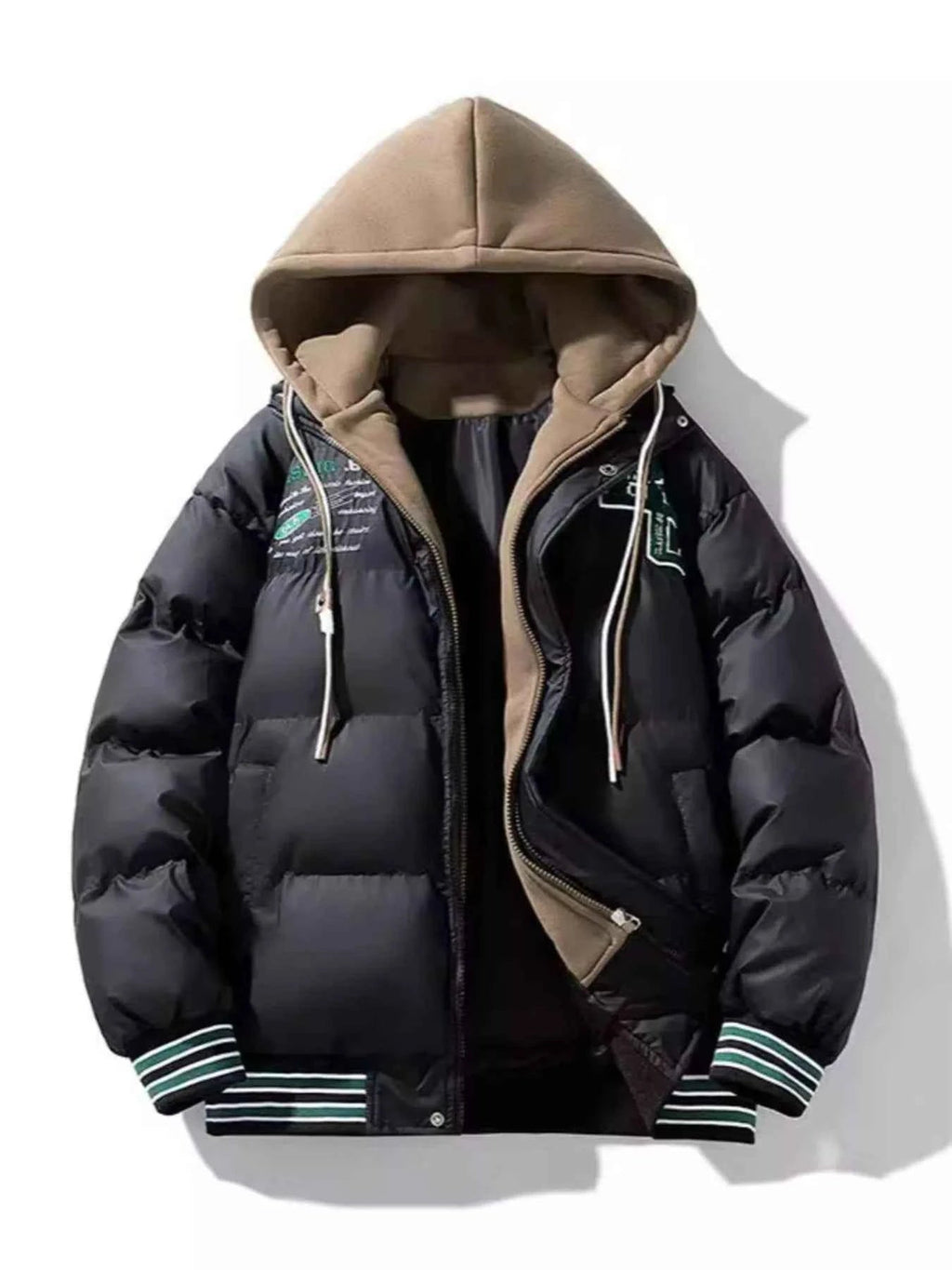 Men's Plus Size Hooded Padded Puffer Jacket - D.T line