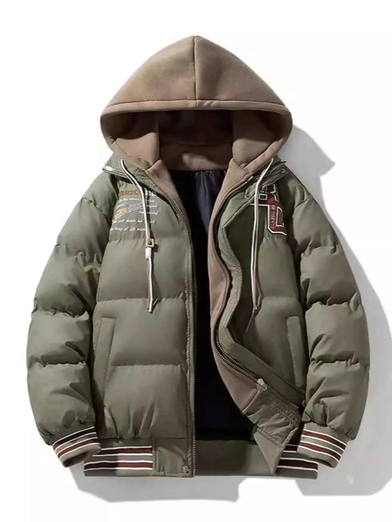 Men's Plus Size Hooded Padded Puffer Jacket - D.T line