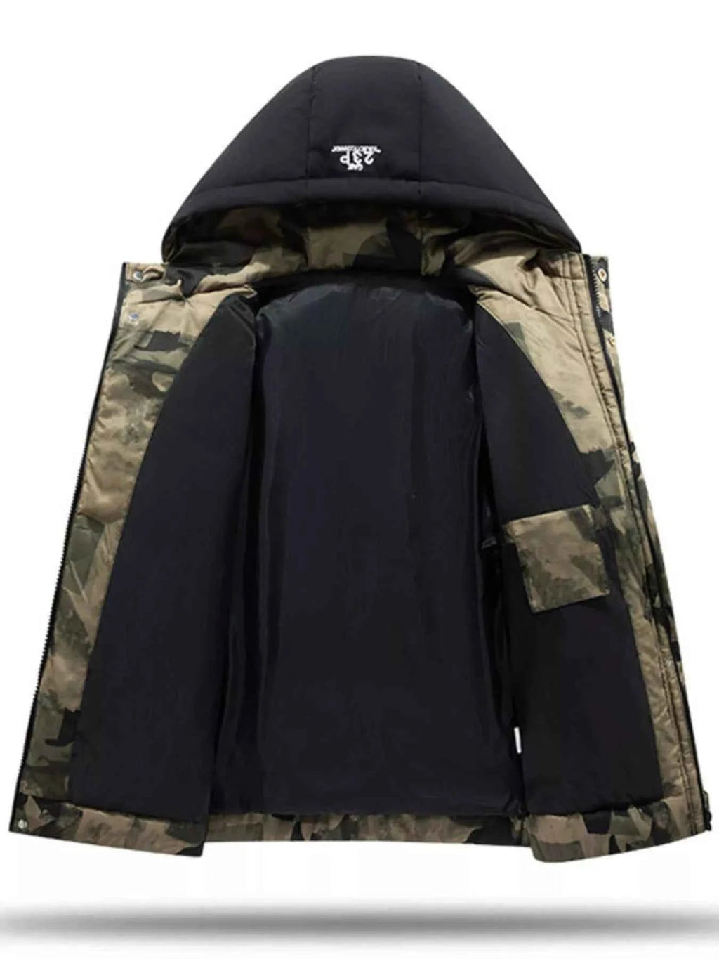 Men's Plus Size Hooded Padded Zip Up Coat - D.T line