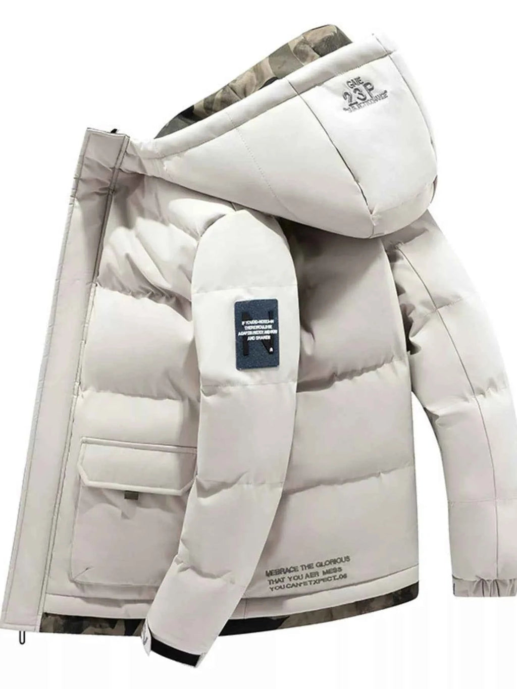 Men's Plus Size Hooded Padded Zip Up Coat - D.T line