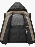 Men's Plus Size Hooded Puffer Jacket with Drawstring Hem - D.T line