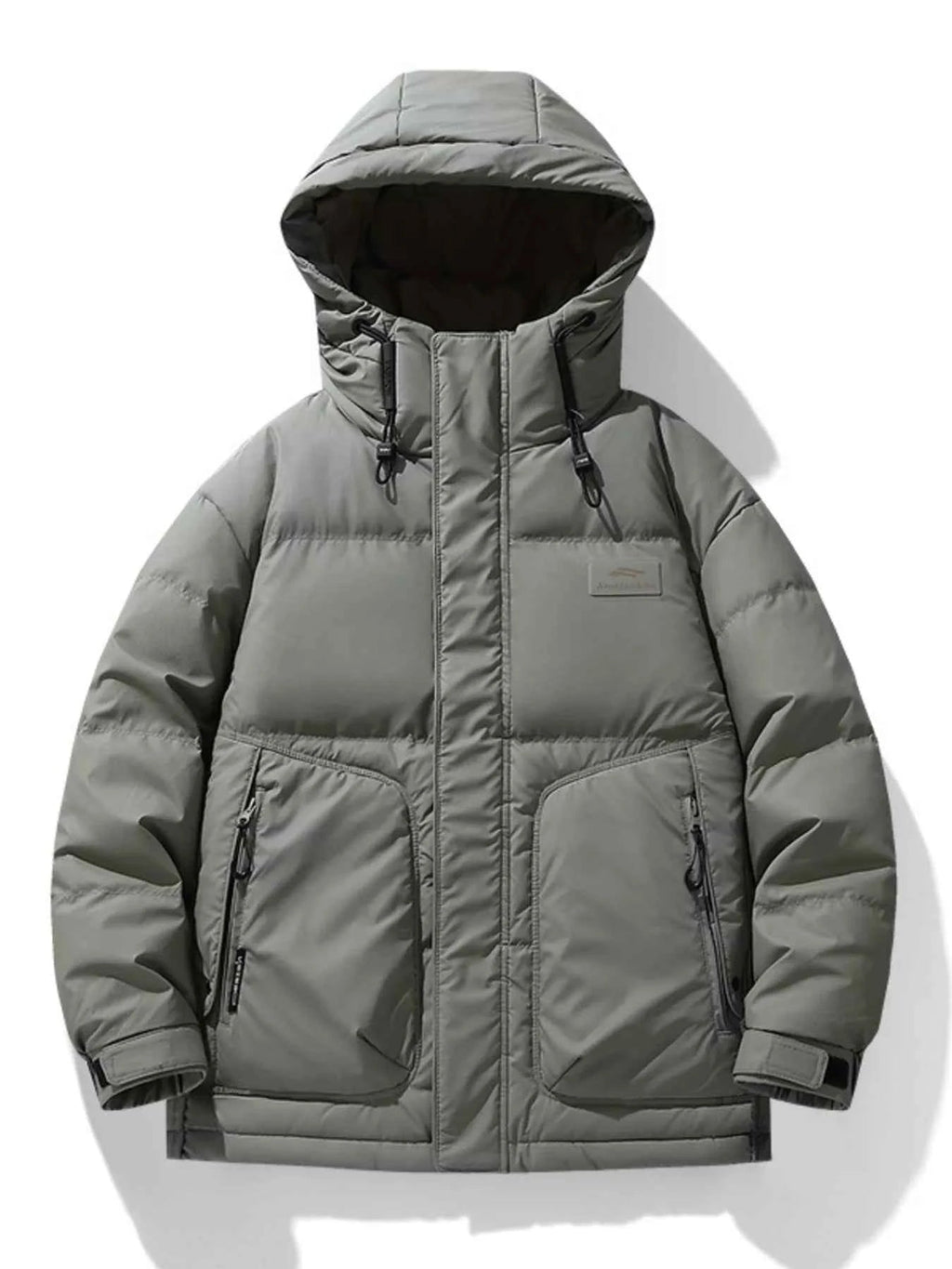 Men's Plus Size Hooded Puffer Jacket with Drawstring Hem - D.T line