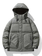 Men's Plus Size Hooded Puffer Jacket with Drawstring Hem - D.T line