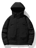 Men's Plus Size Hooded Puffer Jacket with Multiple Pockets - D.T line