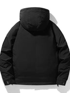 Men's Plus Size Hooded Puffer Jacket with Multiple Pockets - D.T line