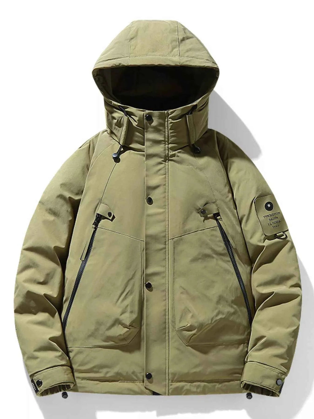 Men's Plus Size Hooded Puffer Jacket with Multiple Pockets - D.T line