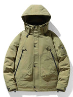 Men's Plus Size Hooded Puffer Jacket with Multiple Pockets - D.T line