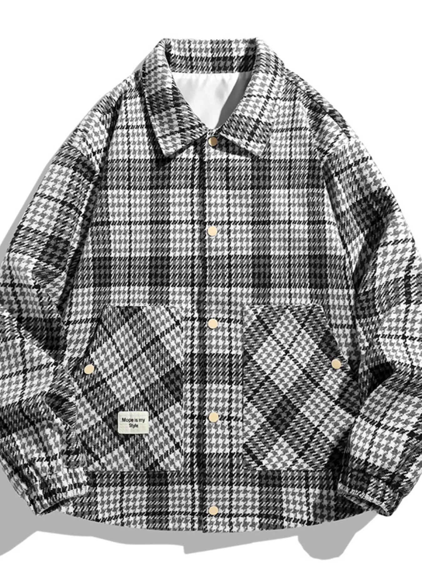 Men's Plus Size Houndstooth Pattern Button - Up Jacket - D.T line