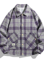 Men's Plus Size Houndstooth Pattern Button-Up Jacket