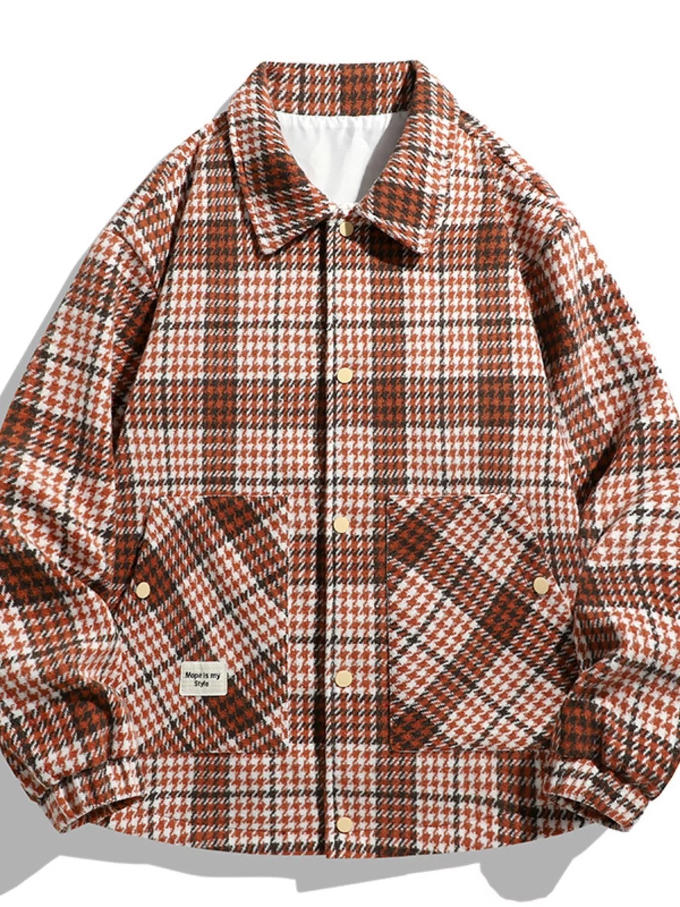 Men's Plus Size Houndstooth Pattern Button - Up Jacket - D.T line