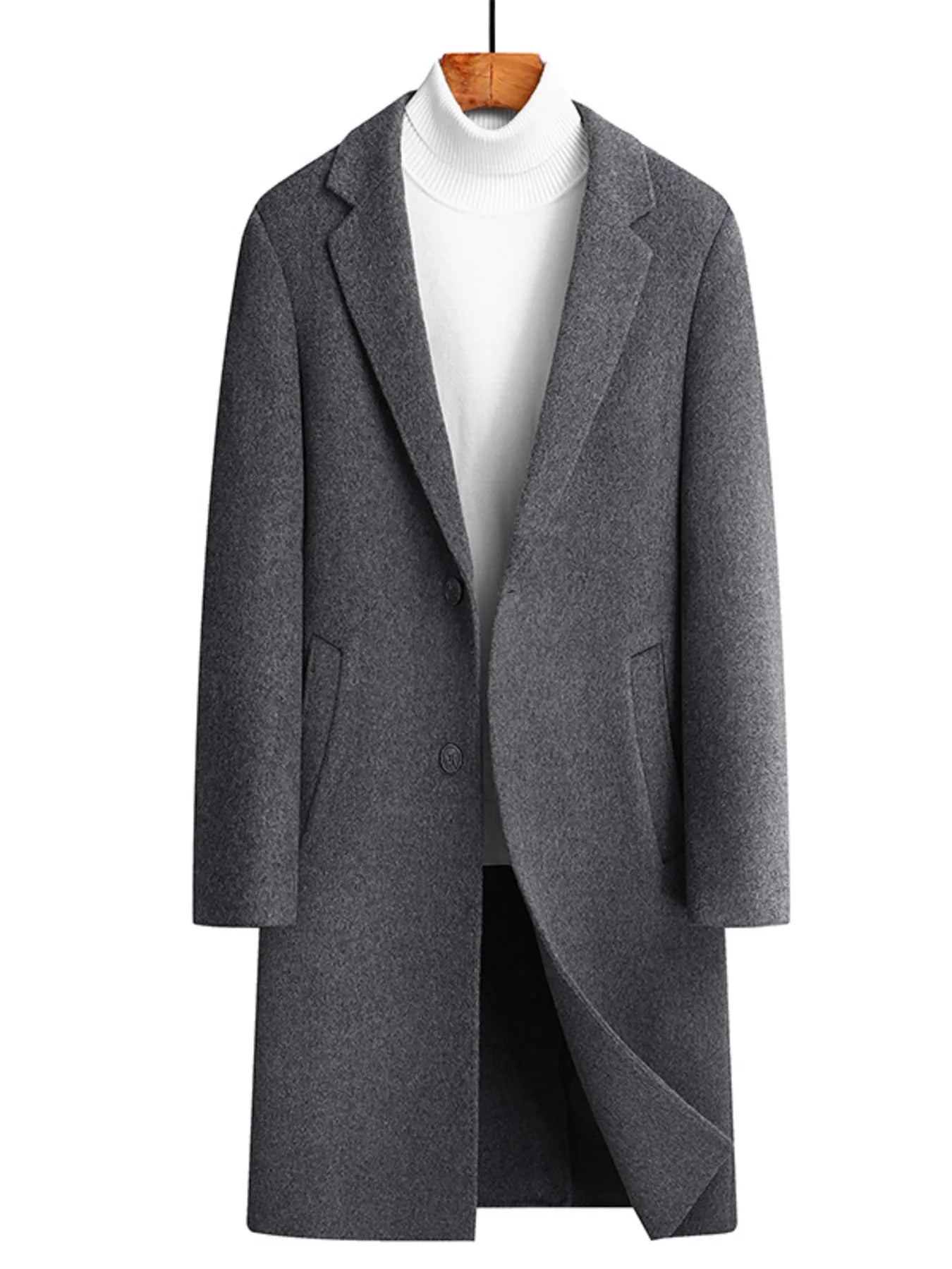 Men's Plus Size Lapel Collar Long Coat - D.T line