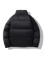 Men's Plus Size Stand Collar Puffer Jacket with Side Zipper Pockets - D.T line