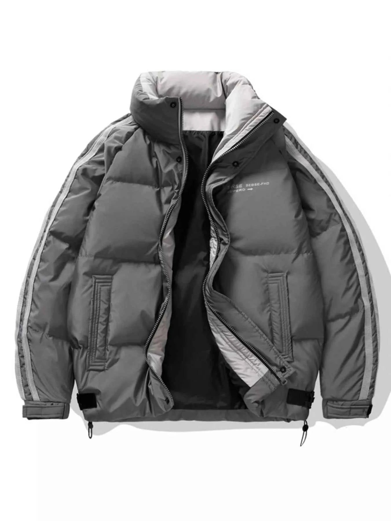 Men's Plus Size Striped Padded Puffer Jacket - D.T line