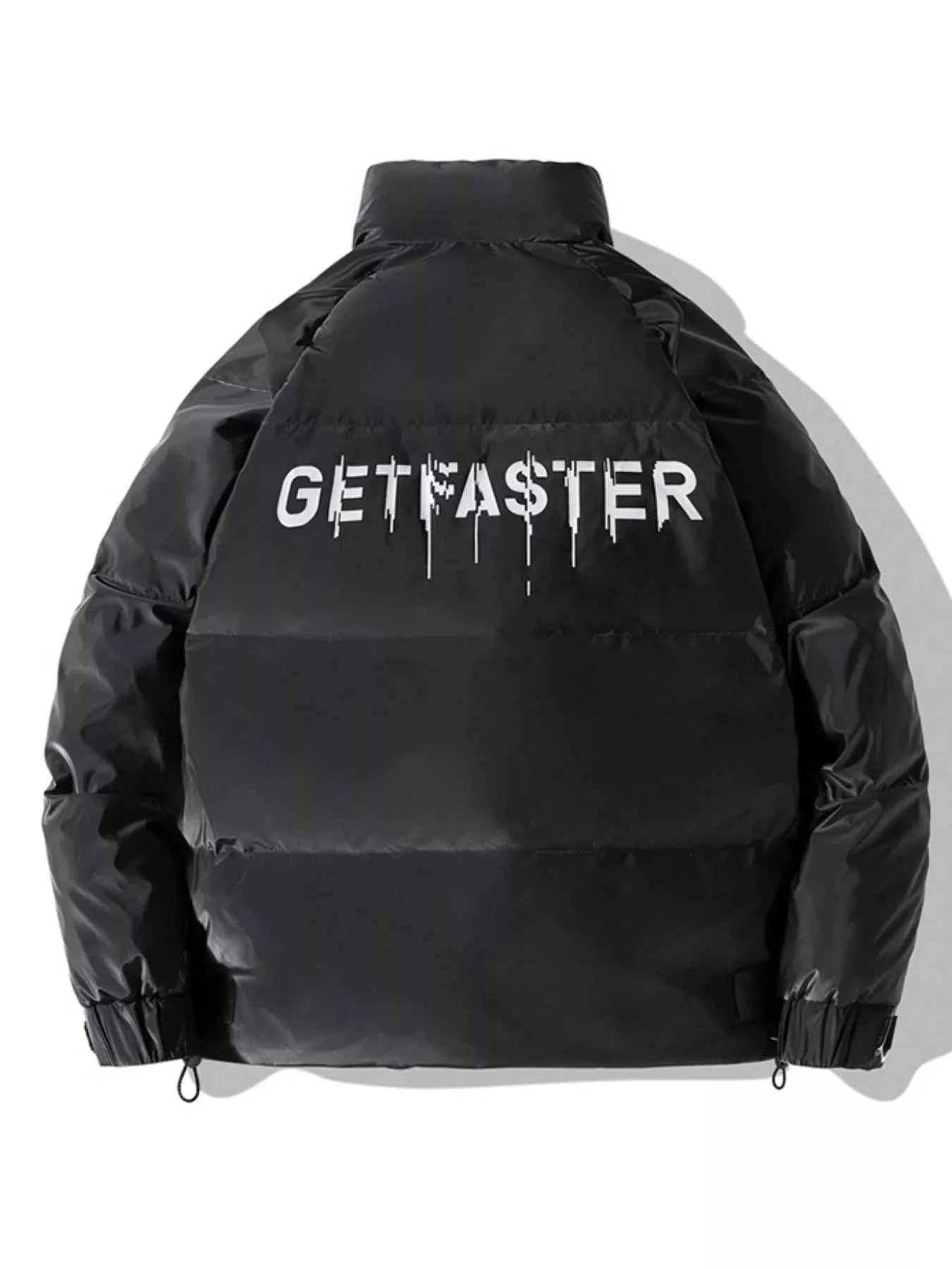 Men's Plus Size Striped Padded Puffer Jacket - D.T line