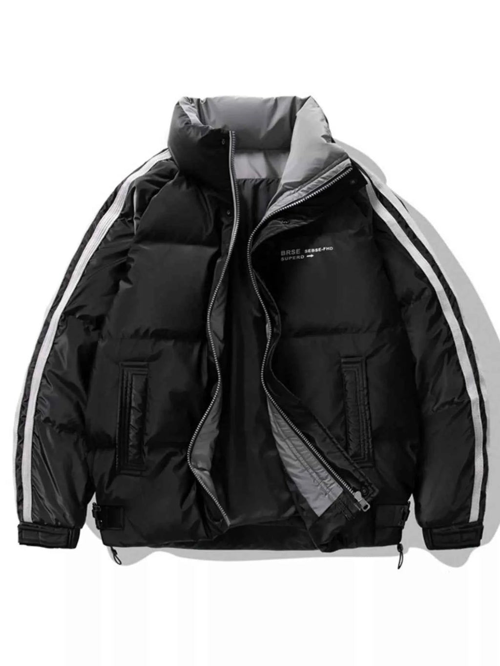 Men's Plus Size Striped Padded Puffer Jacket - D.T line