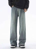Men's Plus Size Vintage Wash Wide Leg Jeans - D.T line