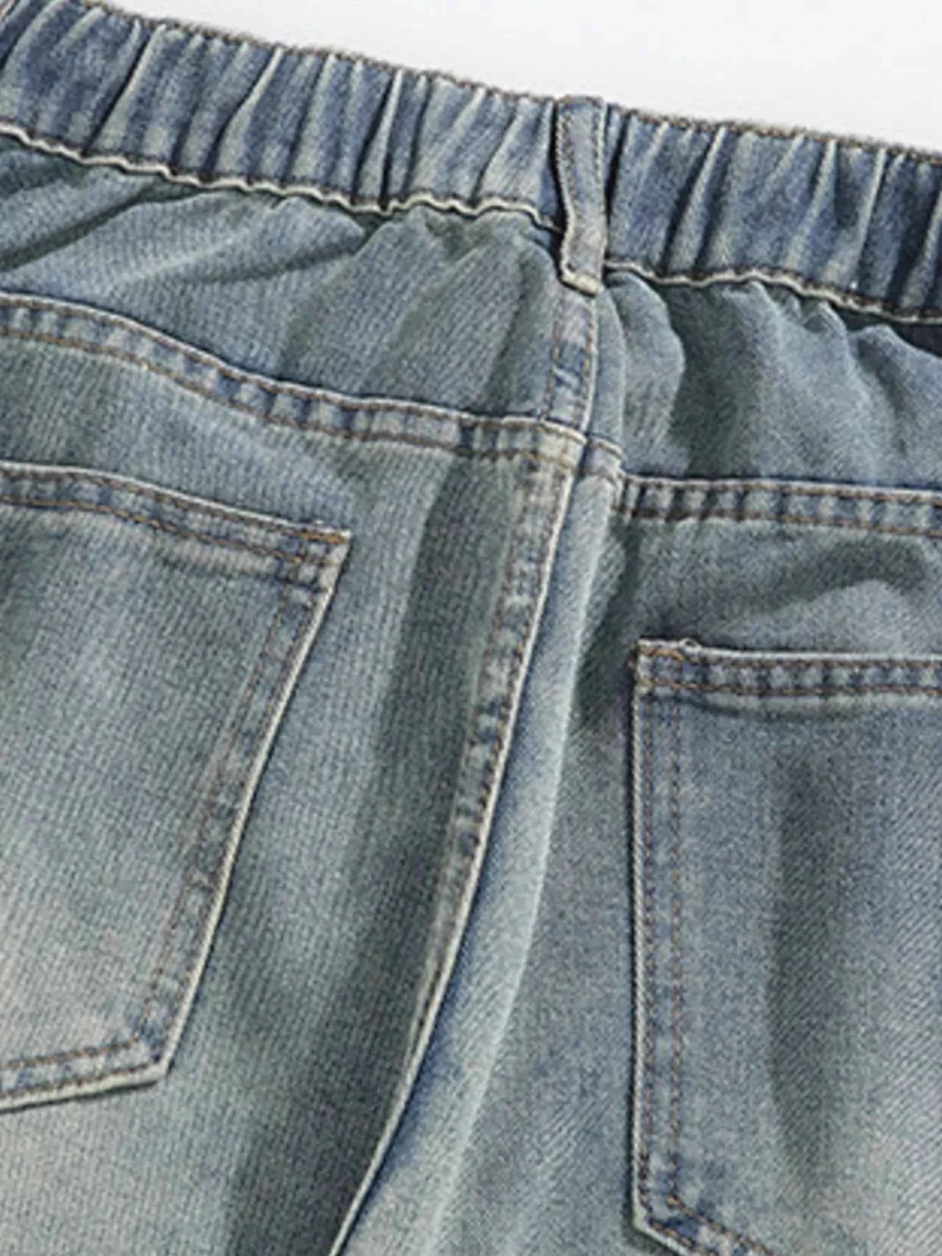 Men's Plus Size Vintage Wash Wide Leg Jeans - D.T line