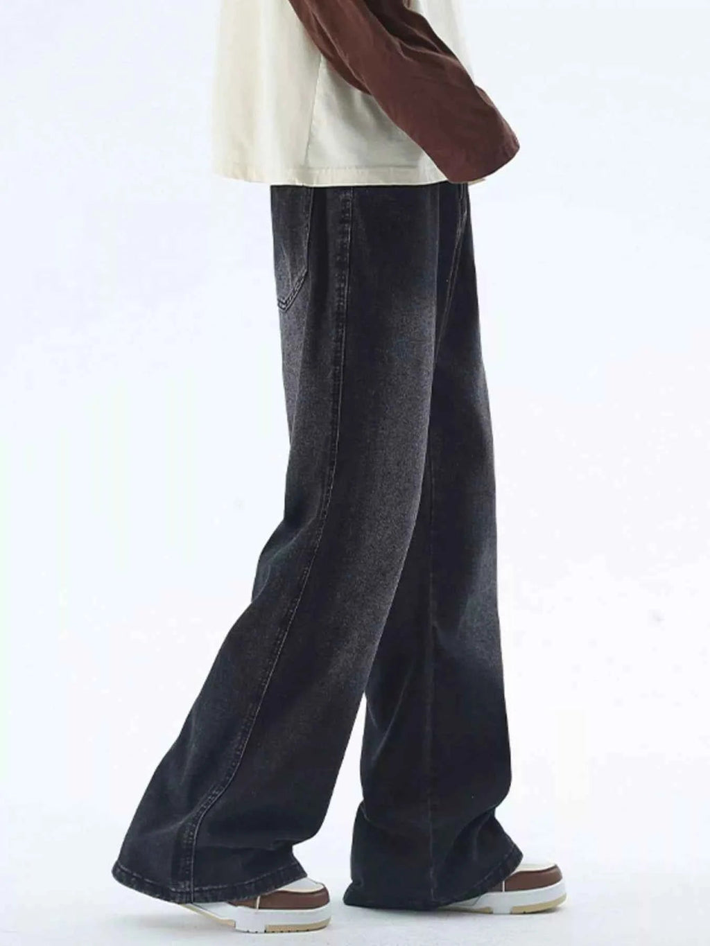 Men's Plus Size Vintage Wash Wide Leg Jeans - D.T line
