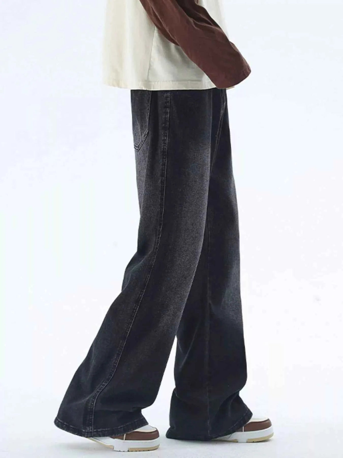 Men's Plus Size Vintage Wash Wide Leg Jeans - D.T line