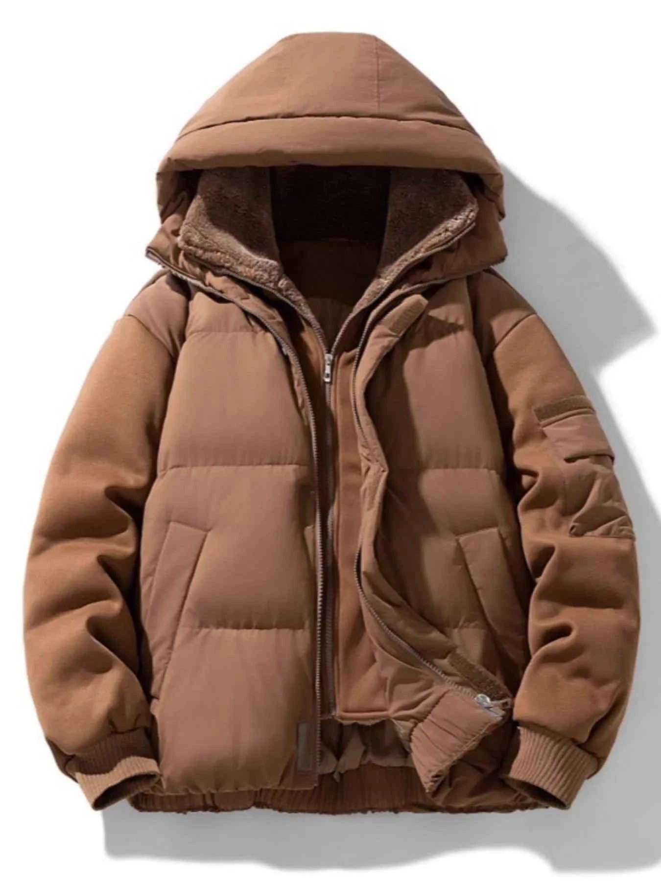 Men's Plus Size Warm Hooded Padded Puffer Jacket - D.T line
