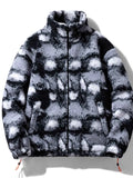 Men's Plus Size Zip Up Abstract Pattern Fleece Jacket