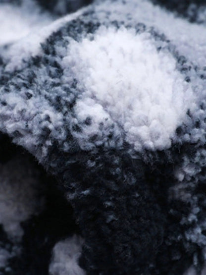 Men's Plus Size Zip Up Abstract Pattern Fleece Jacket - D.T line