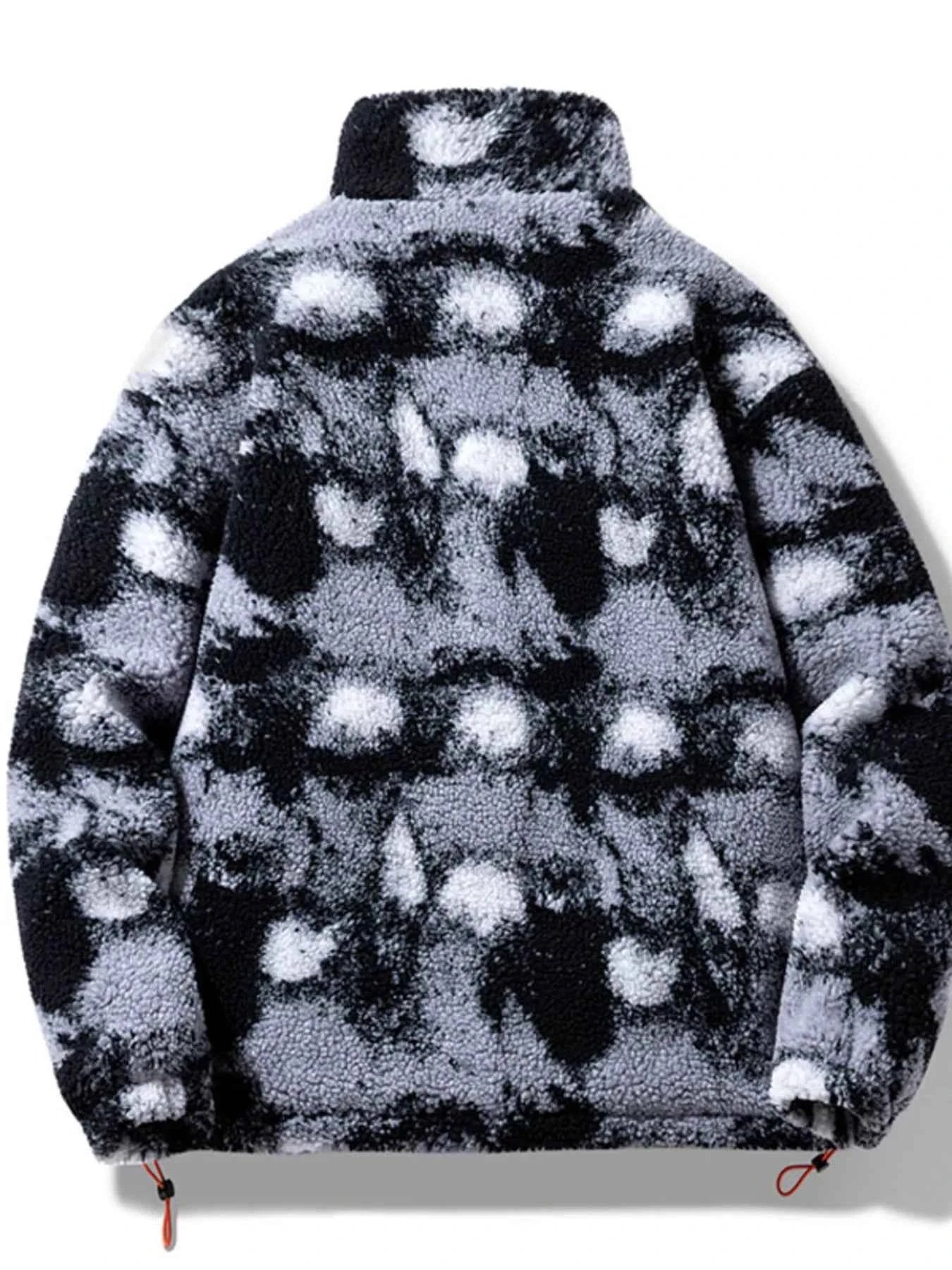 Men's Plus Size Zip Up Abstract Pattern Fleece Jacket