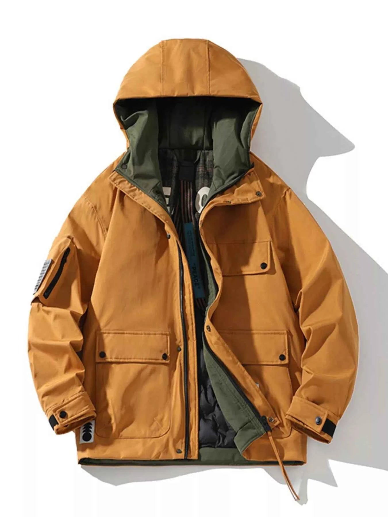 Men's Plus Size Zip Up Hooded Jacket - D.T line