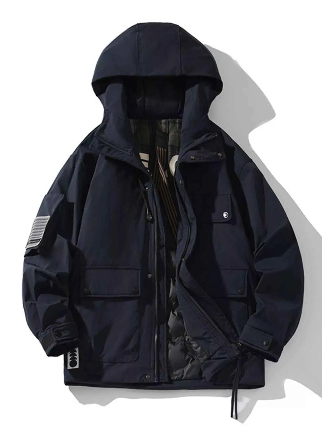Men's Plus Size Zip Up Hooded Jacket - D.T line
