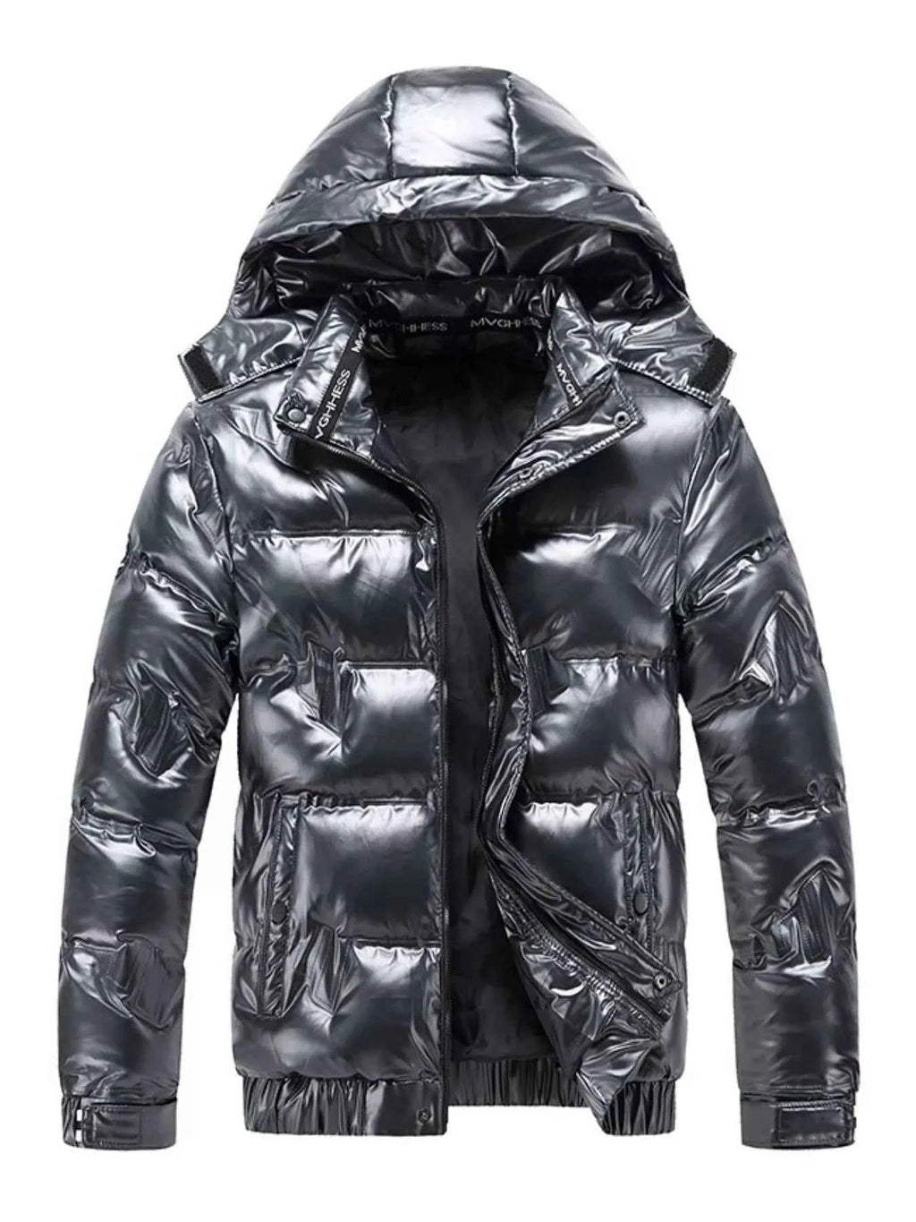 Men's Plus Size Zip Up Hooded Puffer Jacket - D.T line