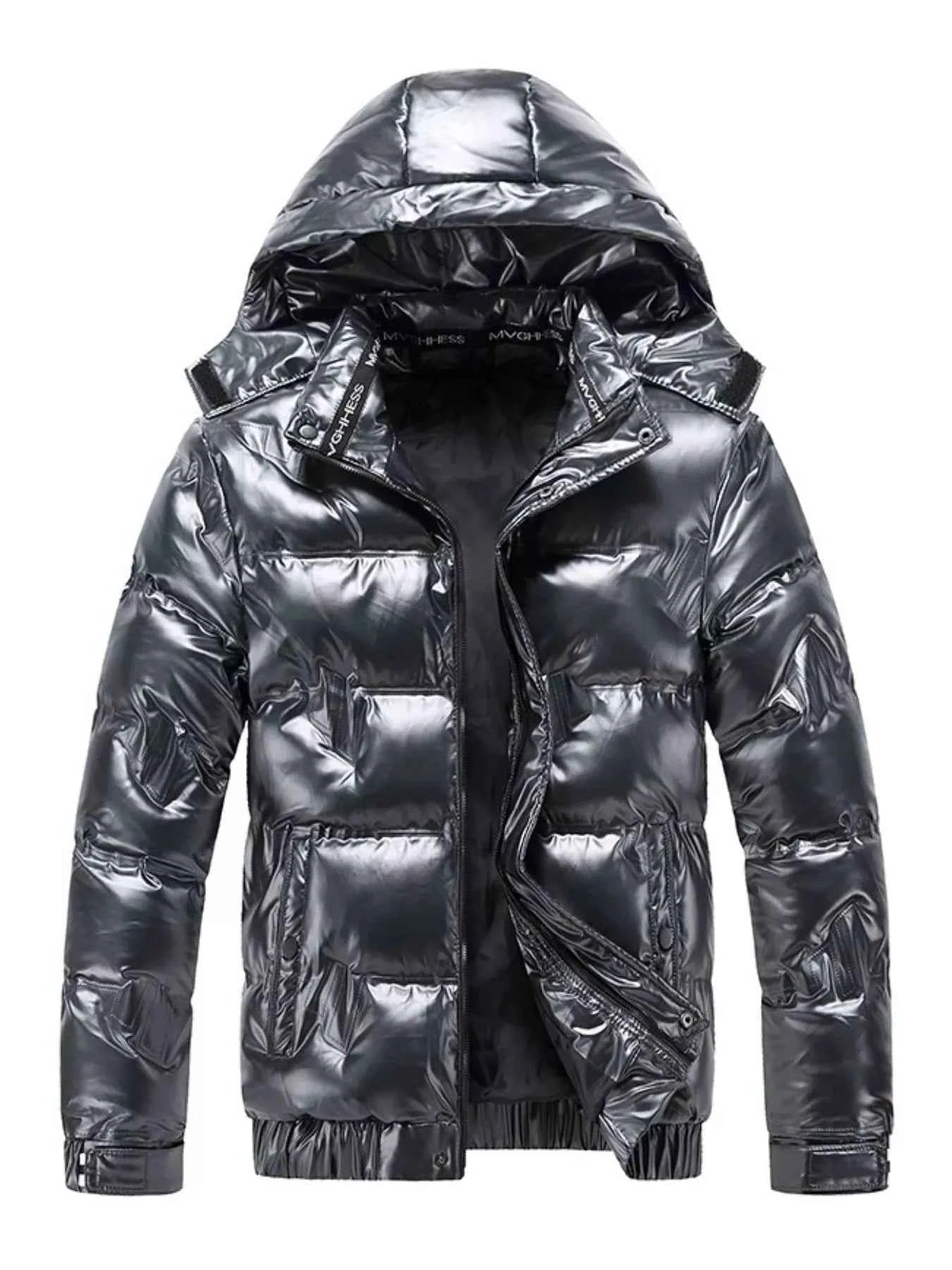 Men's Plus Size Zip Up Hooded Puffer Jacket - D.T line