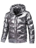 Men's Plus Size Zip Up Hooded Puffer Jacket - D.T line