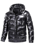 Men's Plus Size Zip Up Hooded Puffer Jacket - D.T line