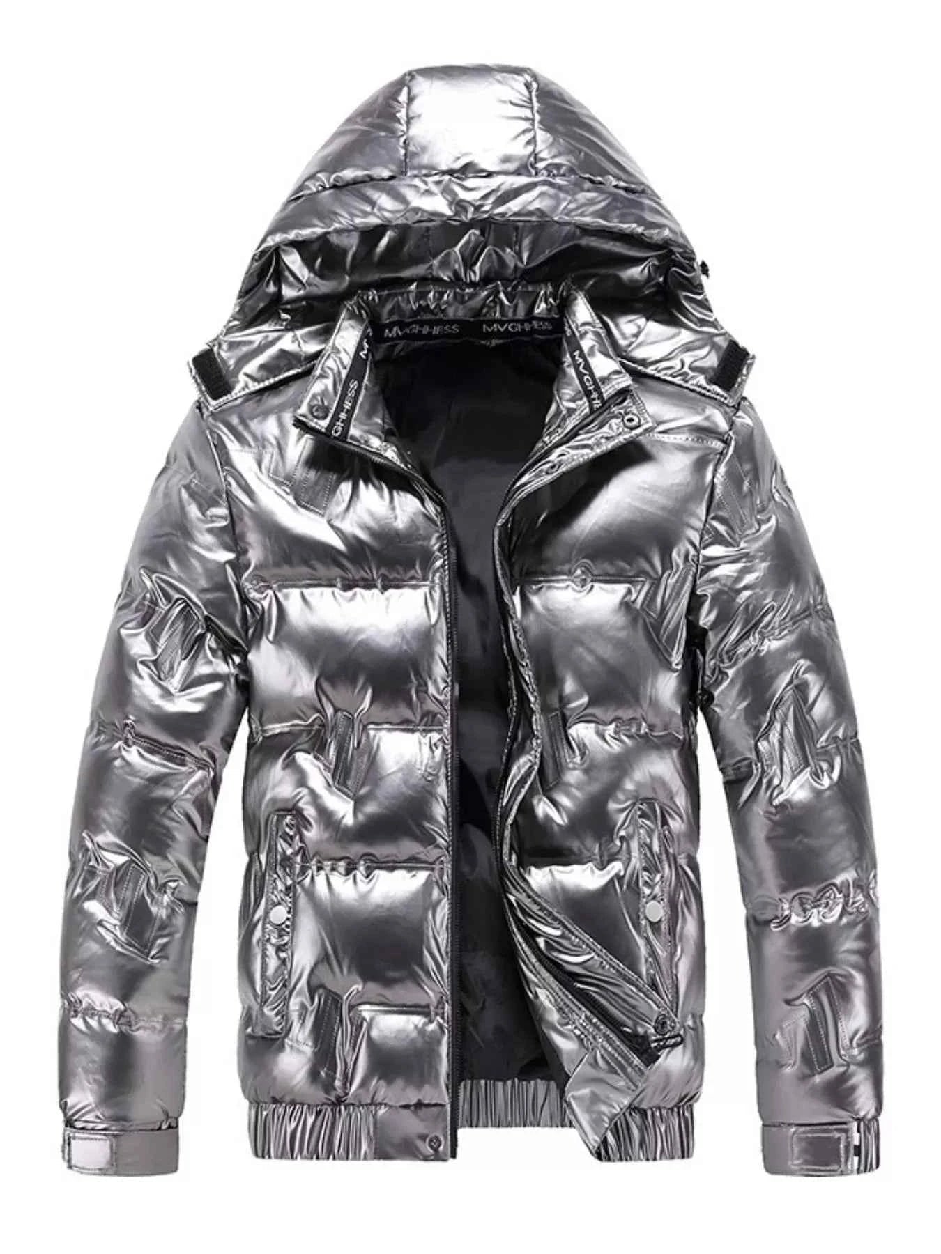 Men's Plus Size Zip Up Hooded Puffer Jacket - D.T line