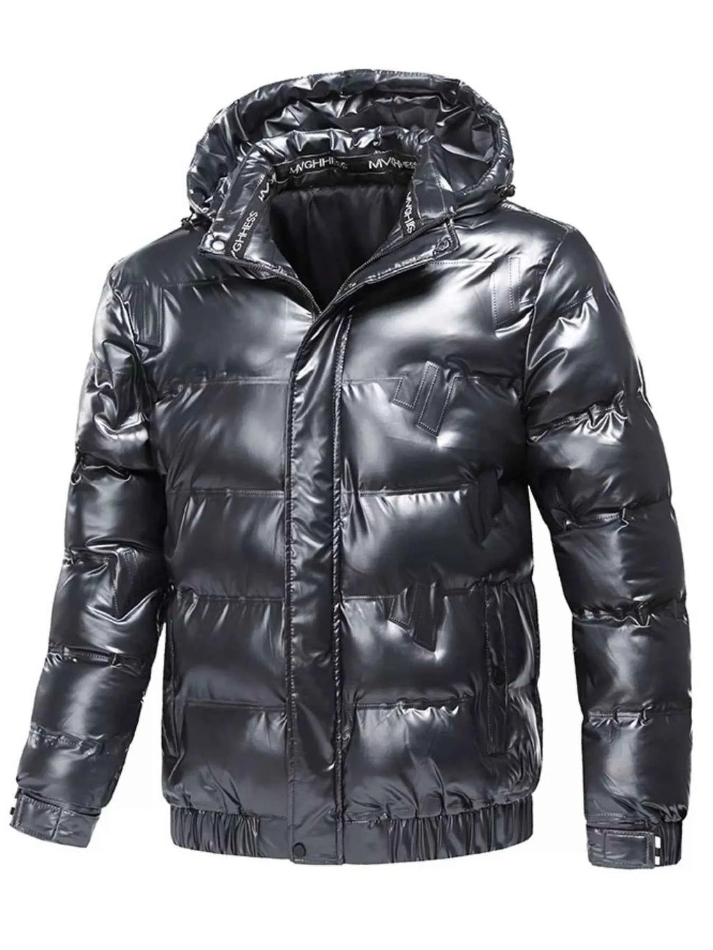 Men's Plus Size Zip Up Hooded Puffer Jacket - D.T line
