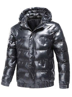 Men's Plus Size Zip Up Hooded Puffer Jacket - D.T line