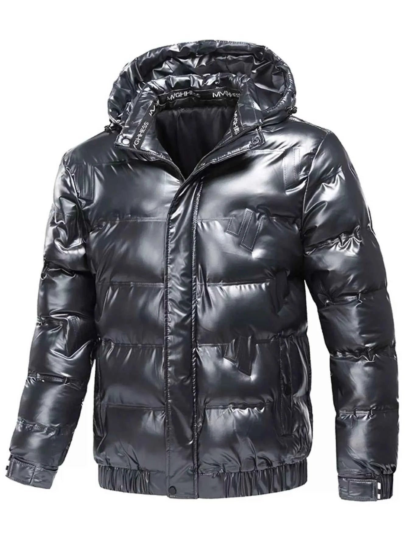 Men's Plus Size Zip Up Hooded Puffer Jacket - D.T line