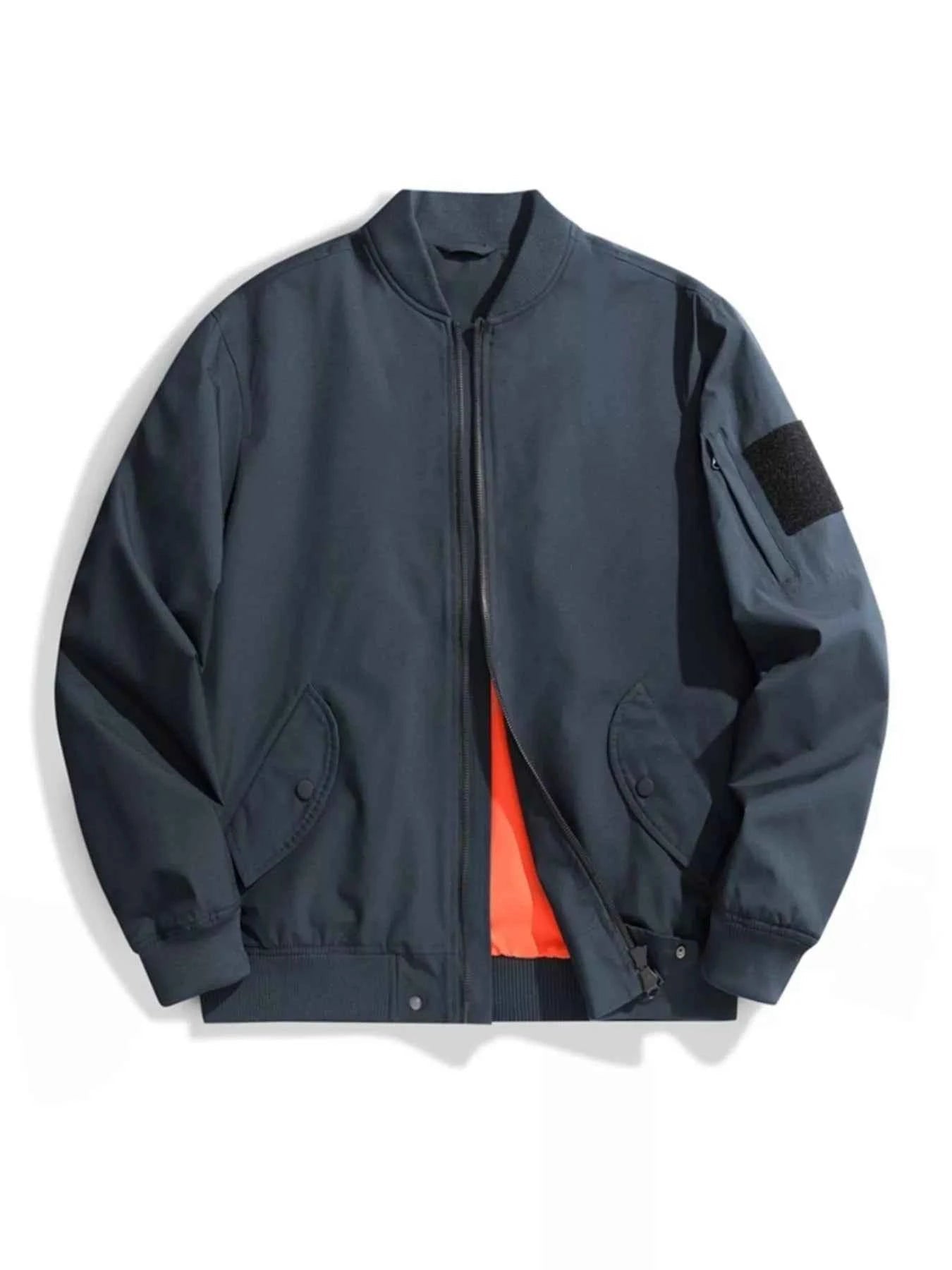 Men's Plus Size Zip Up Long Sleeve Jacket - D.T line