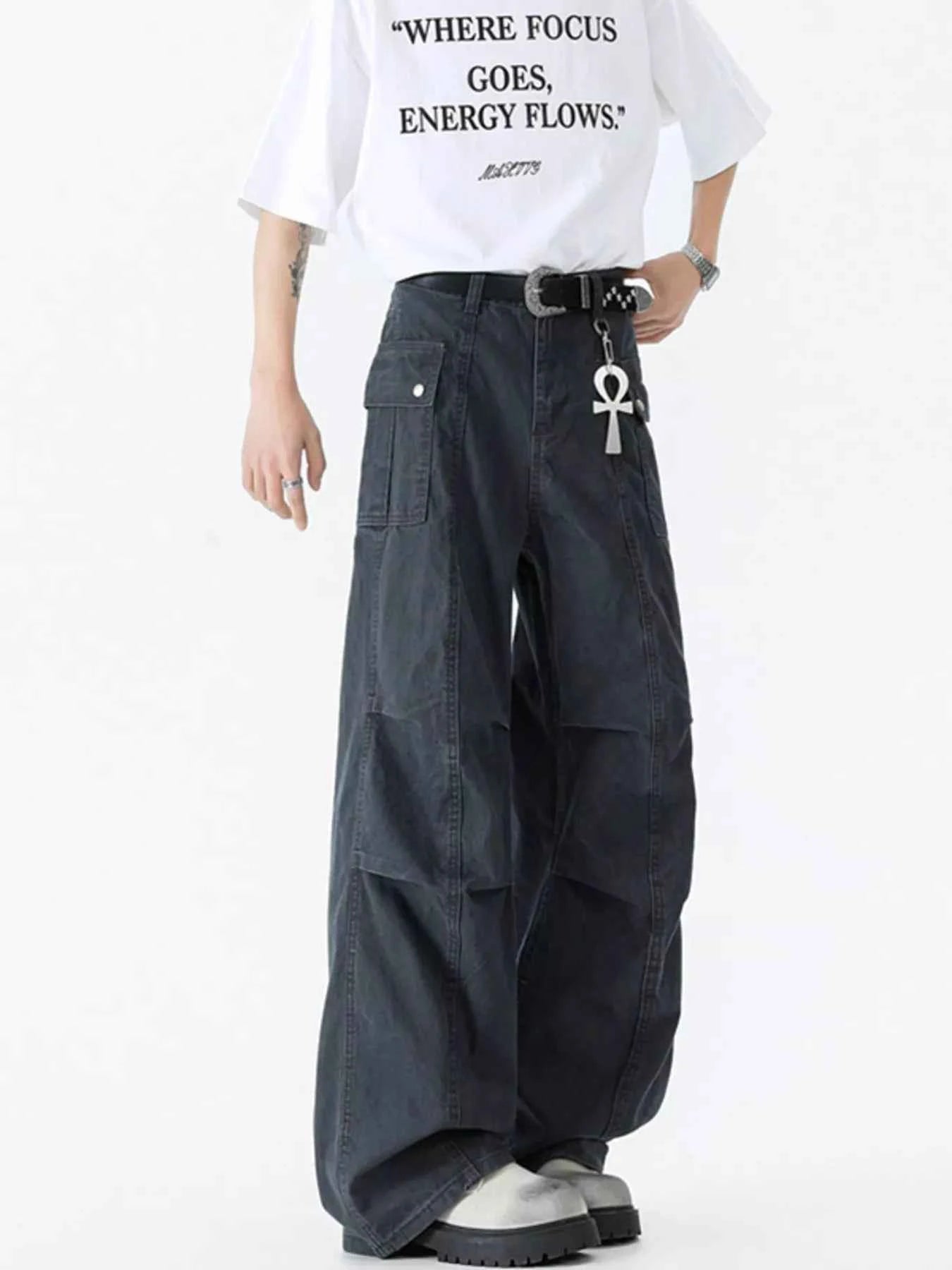 Men's Vintage Wide Leg Cargo Jeans - D.T line