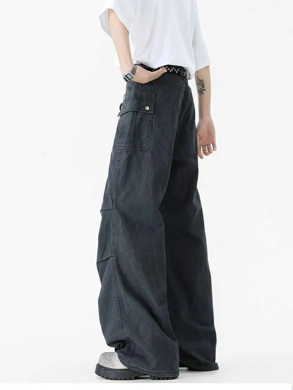 Men's Vintage Wide Leg Cargo Jeans - D.T line