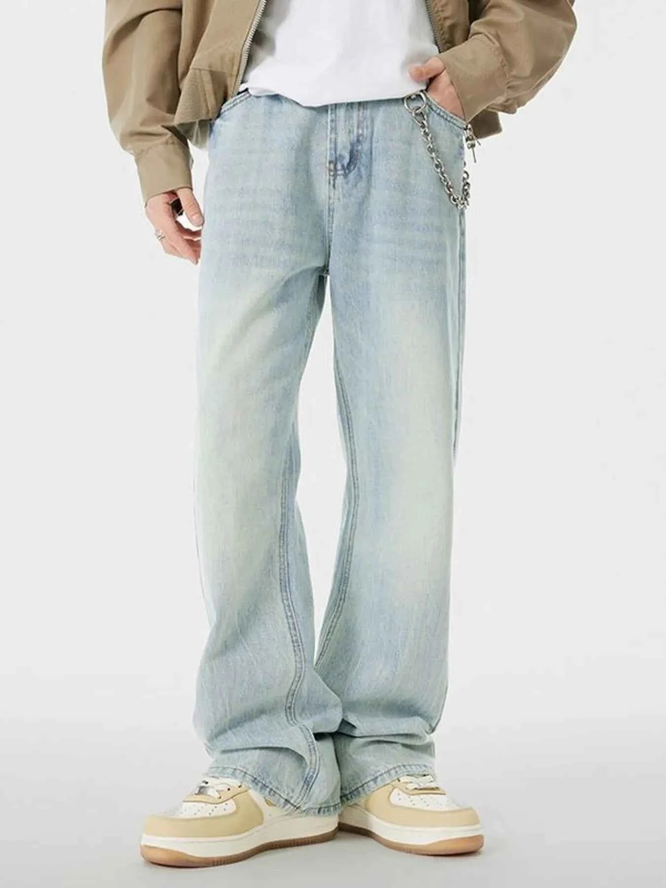 Men's Wash Wide Leg Jeans - D.T line
