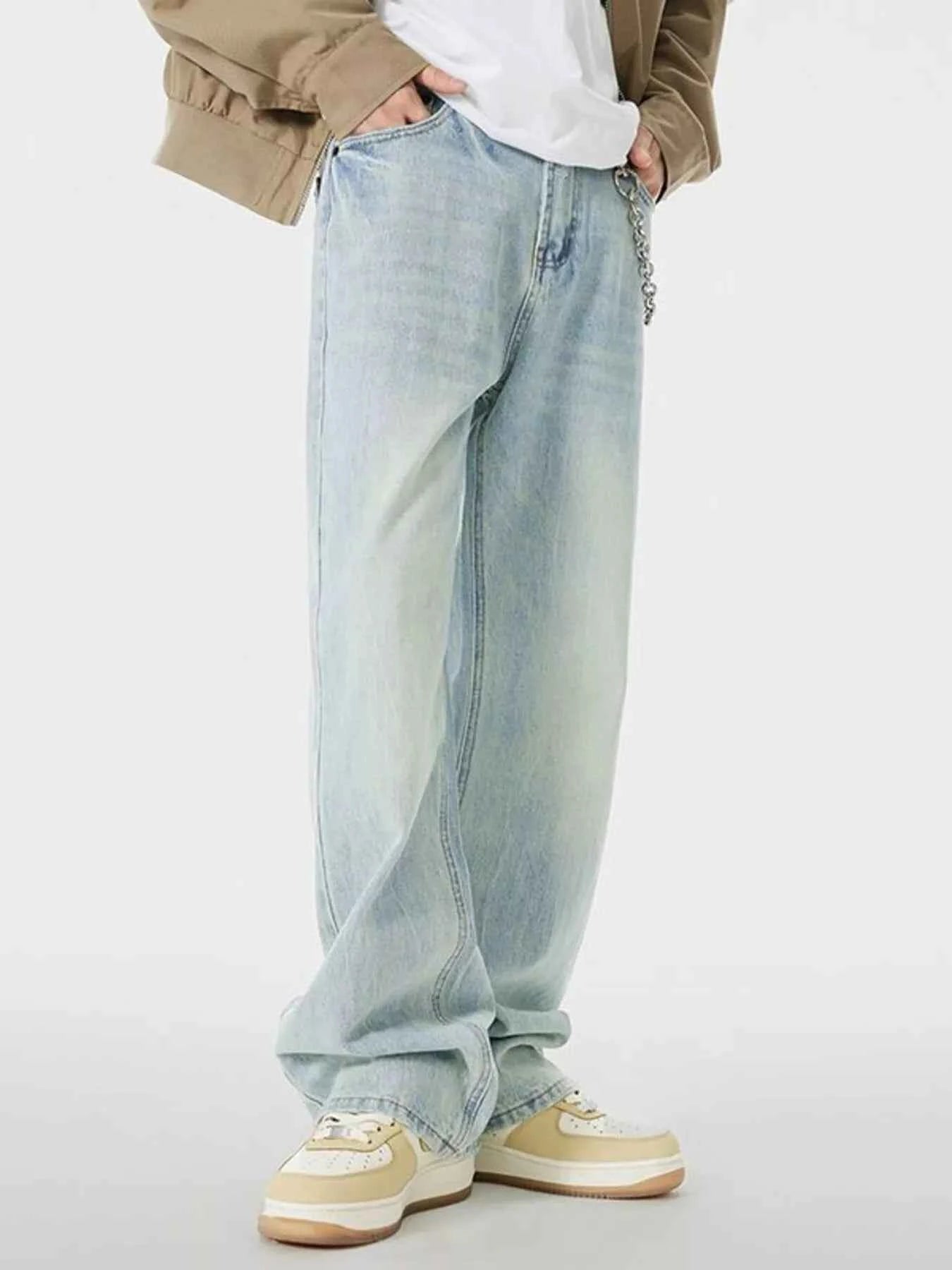 Men's Wash Wide Leg Jeans - D.T line